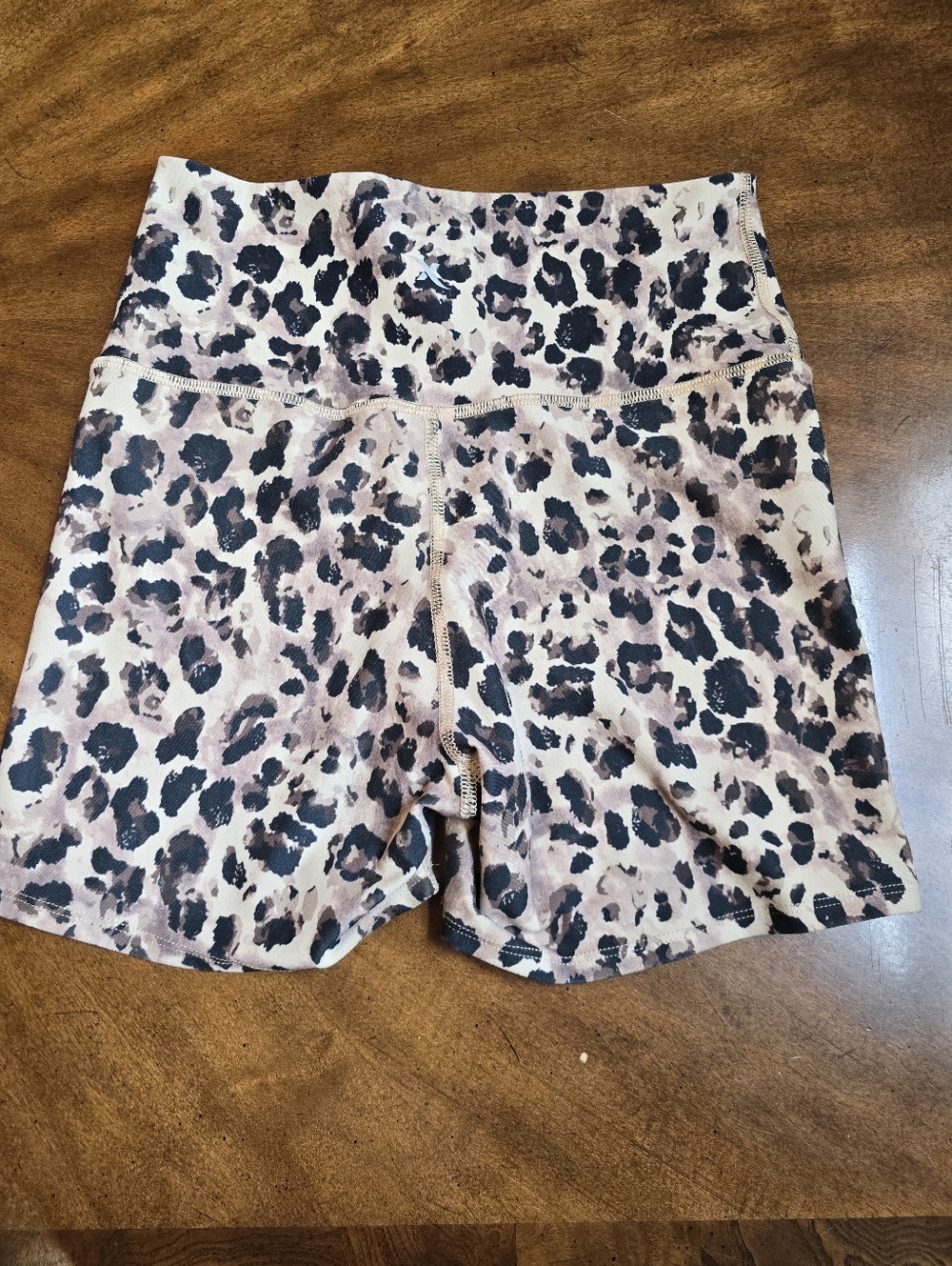 Leopard Print Bike Shorts Women's - Black & Cream - Picture 3 of 3